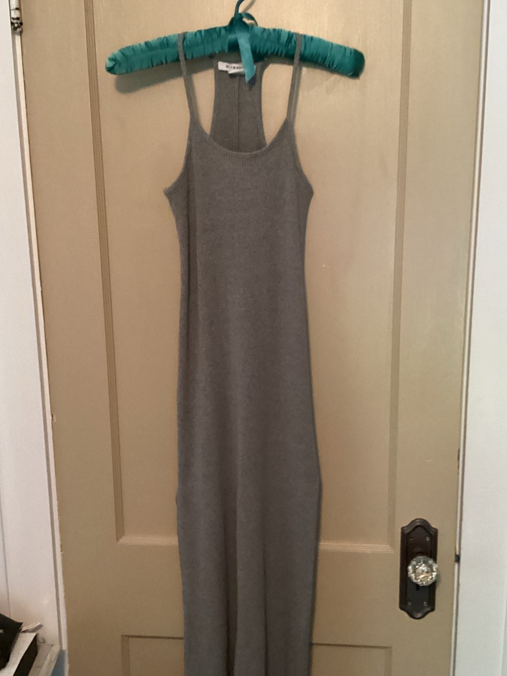 Ribbed Racerback Sleeveless Gray Knit Maxi Dress